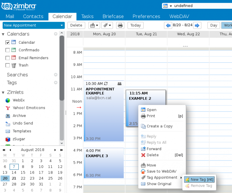 How to manage the Calendar in Zimbra? bTactic Open Source&Cloud Solutions